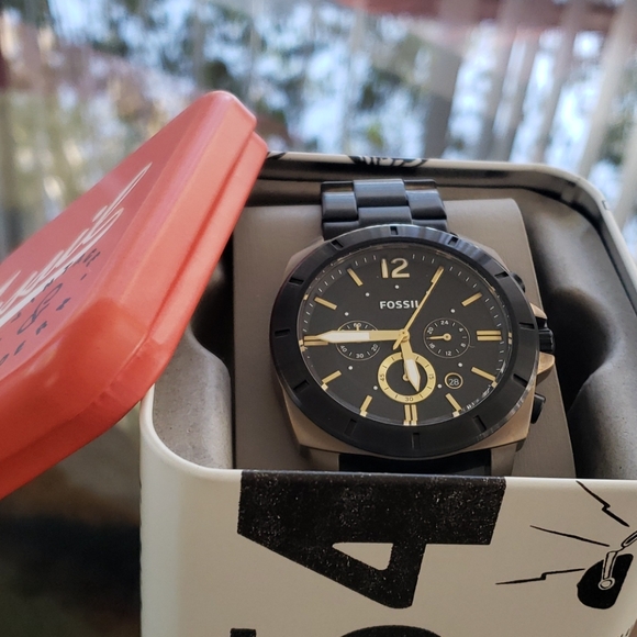 ❌SOLD❌FOSIL PRIVATEER SPORT CRONOGRAF BLACK/GOLD - Picture 11 of 12